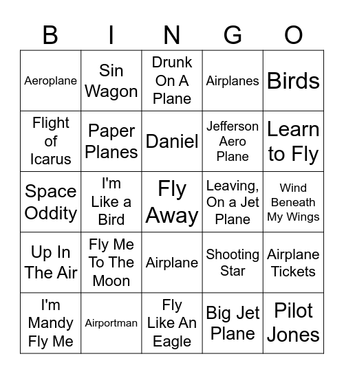 Taking Flight Bingo Card