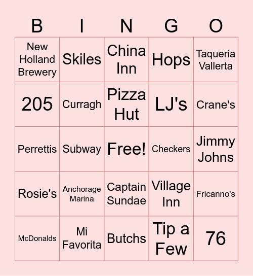 Girl's Trip Bingo Card