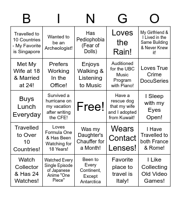 PE Kick-Off Event & Social: P3 Team! Bingo Card