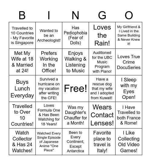 PE Kick-Off Event & Social: P3 Team! Bingo Card