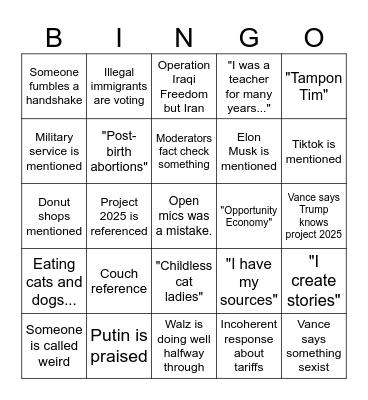 VP WOOO Bingo Card