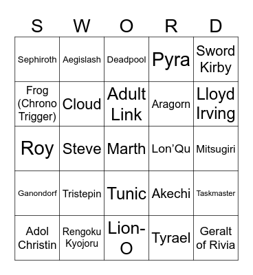 Cajun [Epic Sword] Round 2 Bingo Card