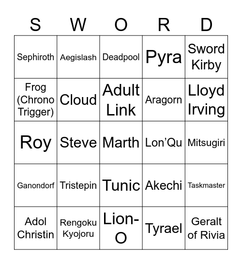 Mine [Epic Sword] Round 2 Bingo Card