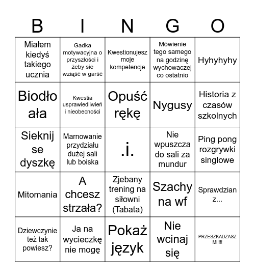 REKOWSKI Bingo Card