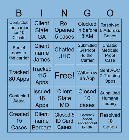 AEP Bingo Card