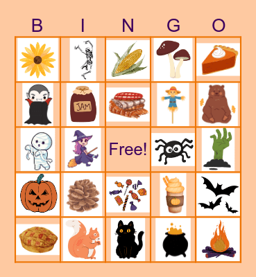 Fabulous Fall Bingo Card