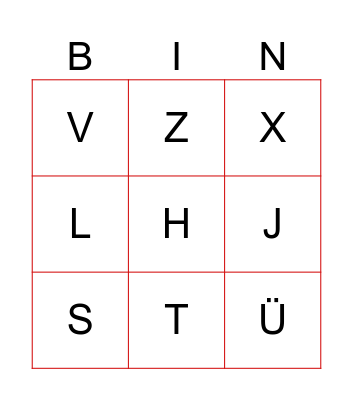 DAS ALPHABET Bingo Card