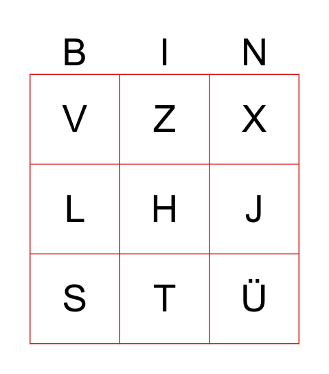 DAS ALPHABET Bingo Card