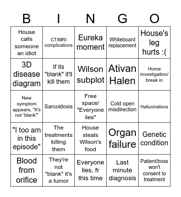 House MD bingo card Bingo Card