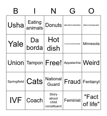 Waltz's Waltz Bingo Card