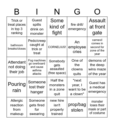 Halloween Haunt bingo Card