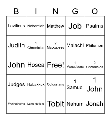 Bible Bingo Card