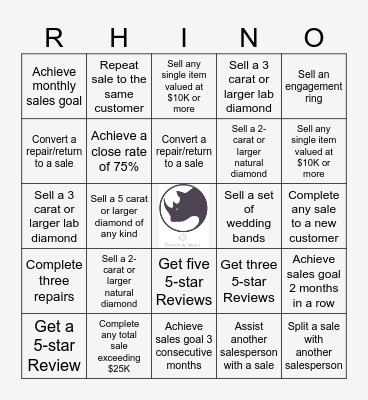 Diamonds Direct RHINO Bingo Card