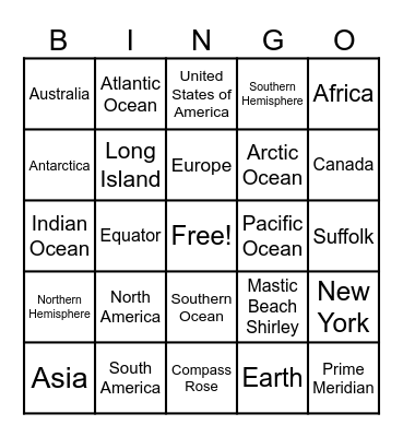 WHERE WE LIVE Bingo Card