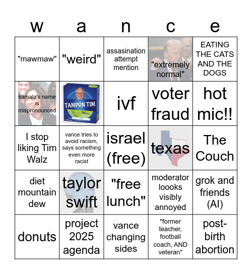 debate Bingo Card