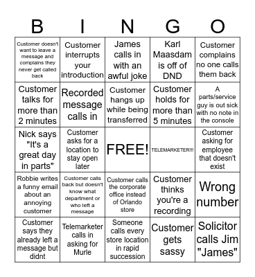 PHONE BINGO Card