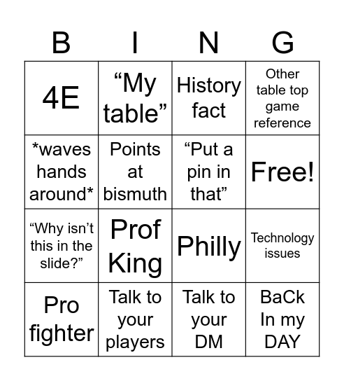 Untitled Bingo Card