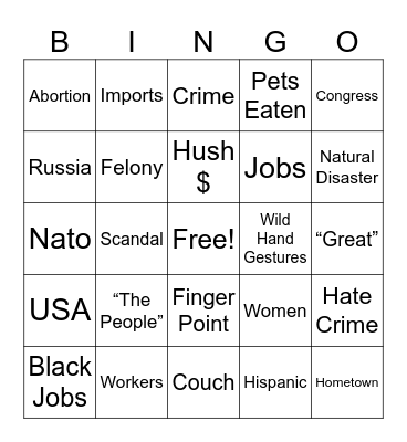 Debate Bingo Card