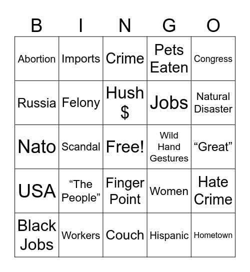 Debate Bingo Card