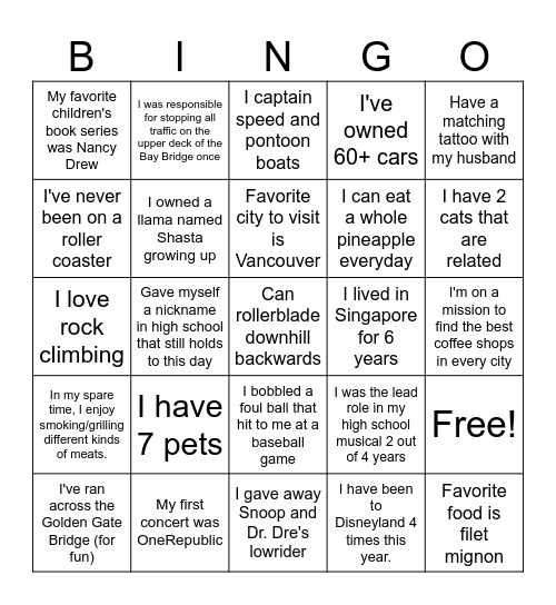 People & Talent Team Fun Facts Bingo Card