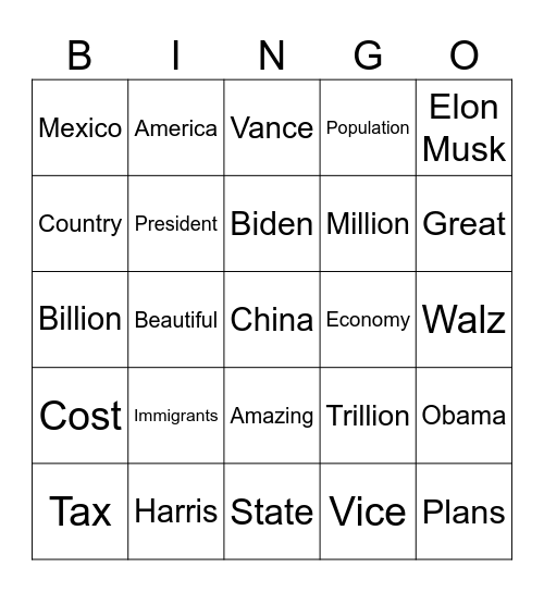 Trump Bingo Card