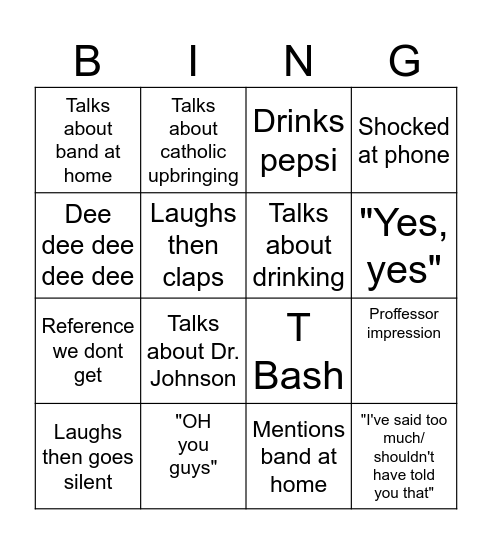 Druffel Bingo Card