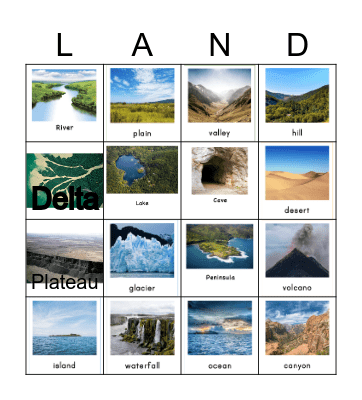 Landforms Bingo Card