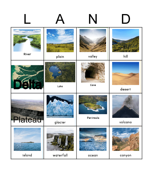 Landforms Bingo Card