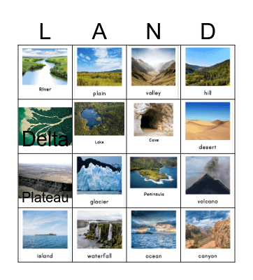 Landforms Bingo Card