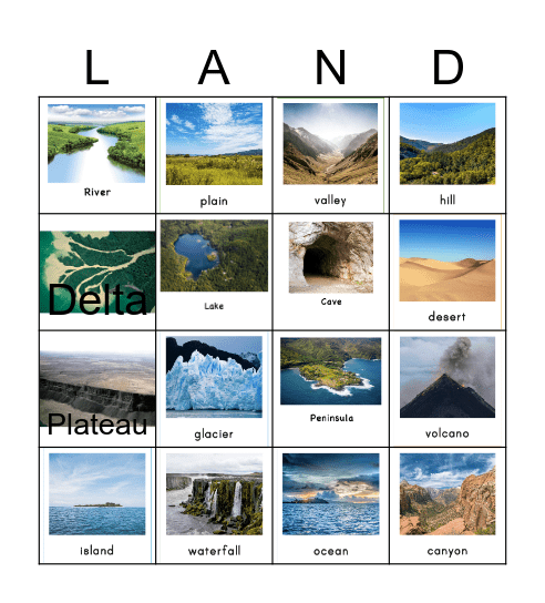 Landforms Bingo Card