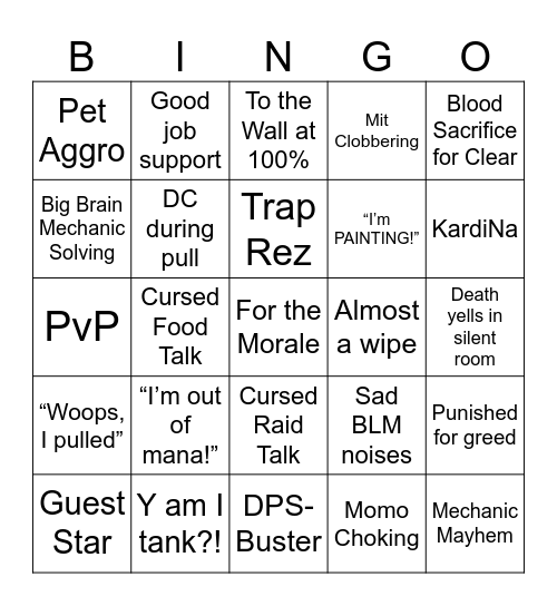 Morale Bingo Card
