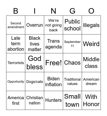 Veep debate bingo Card
