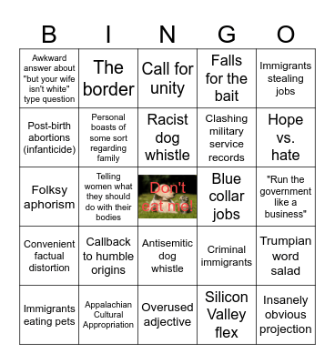 Walz vs. Vance Bingo Card