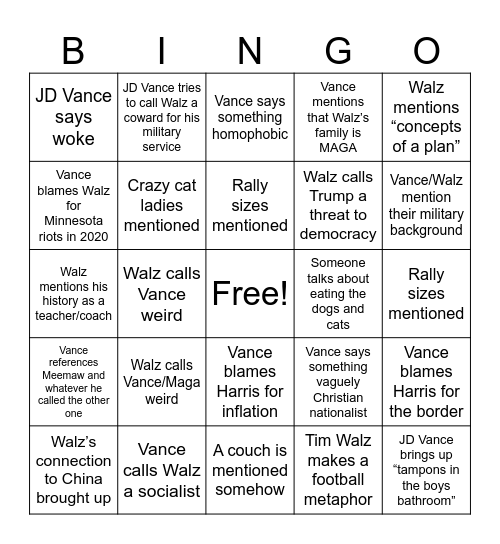 Aidan's Sheet Bingo Card