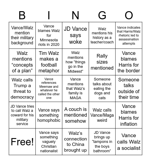 Aidan's Sheet Bingo Card