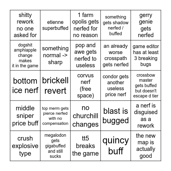 BTD6 v45 BINGO Card