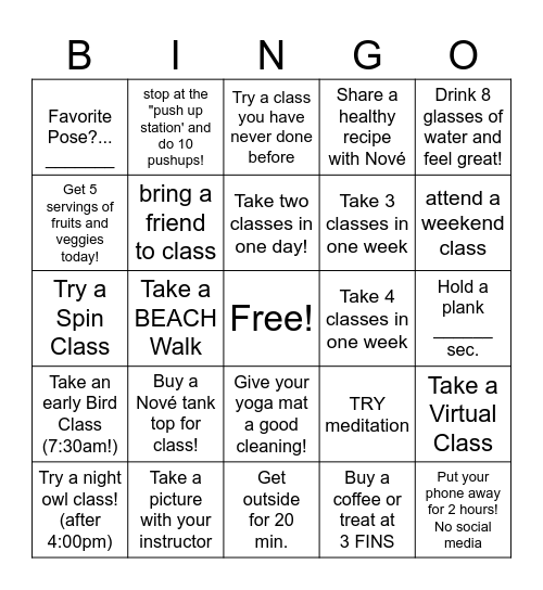 October Bingo ~ Bingo Card