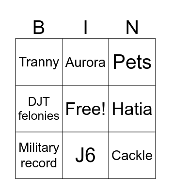 VP debate Bingo Card