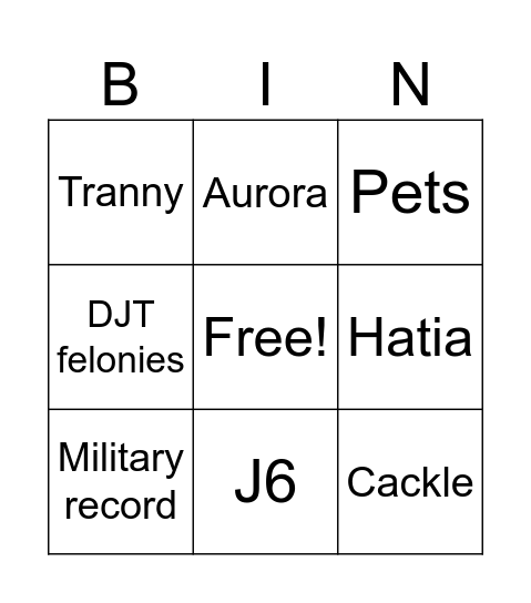 VP debate Bingo Card