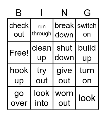 Phrasal verbs Bingo Card