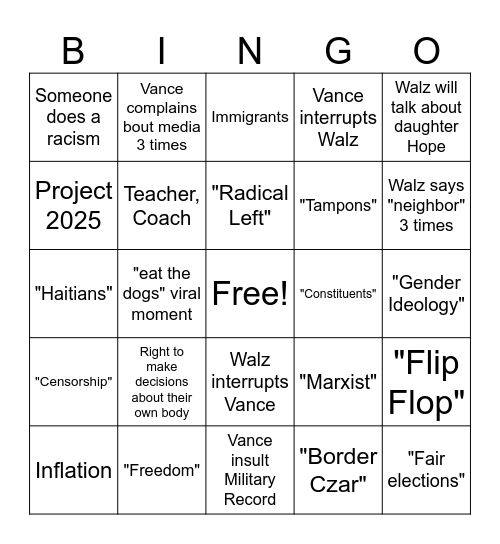 VP Bingo Card