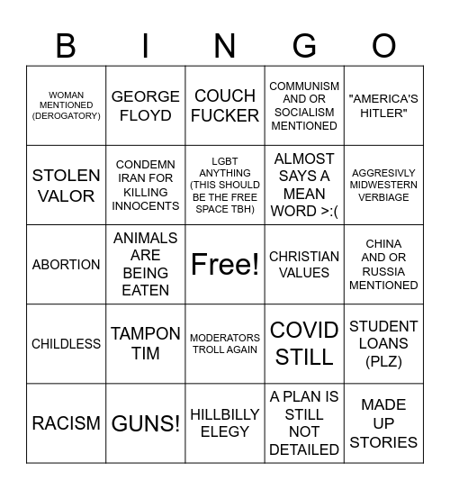 WALZ VANCE BINGO Card