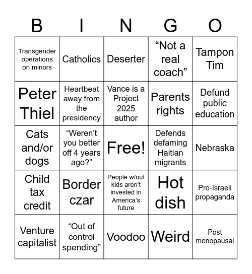 BALZ TO THE WALZ Bingo Card