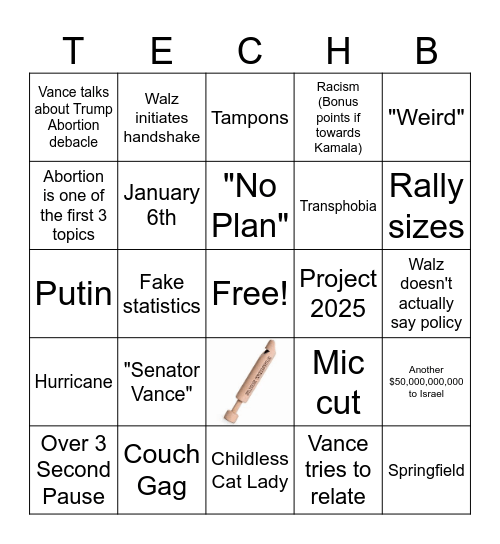 Vance V. Walz Debate Bingo Card