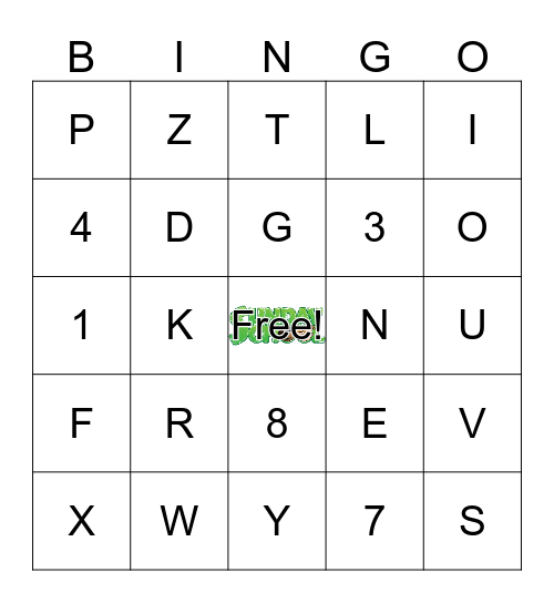 Sunday School Bingo Card