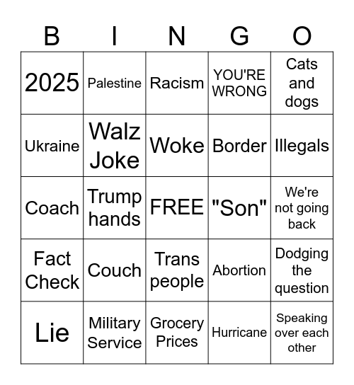 The debat. Bingo Card