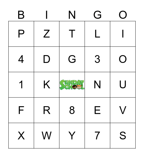 Sunday School Bingo Card
