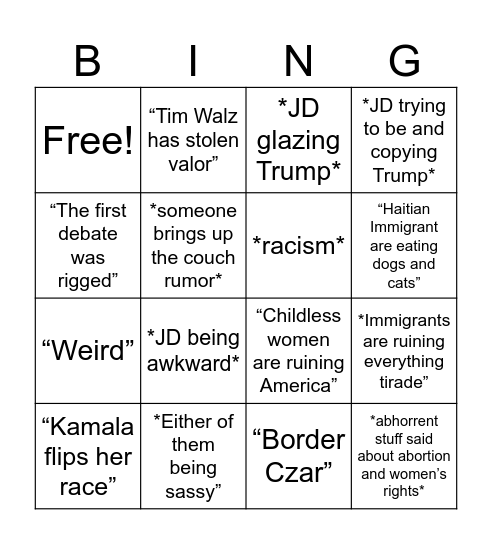 Debat 😋😋 Bingo Card