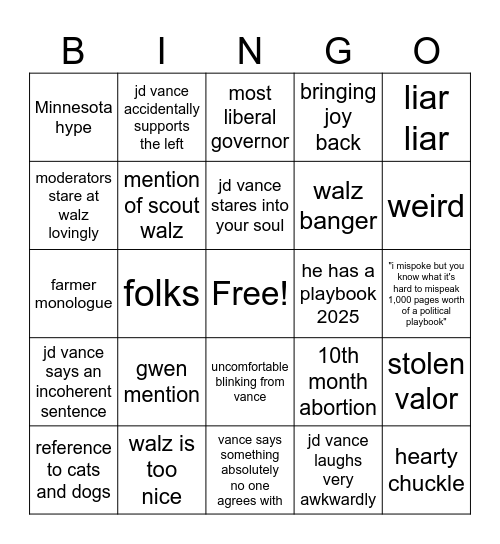 VP Bingo Card