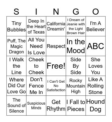Music Bingo Card